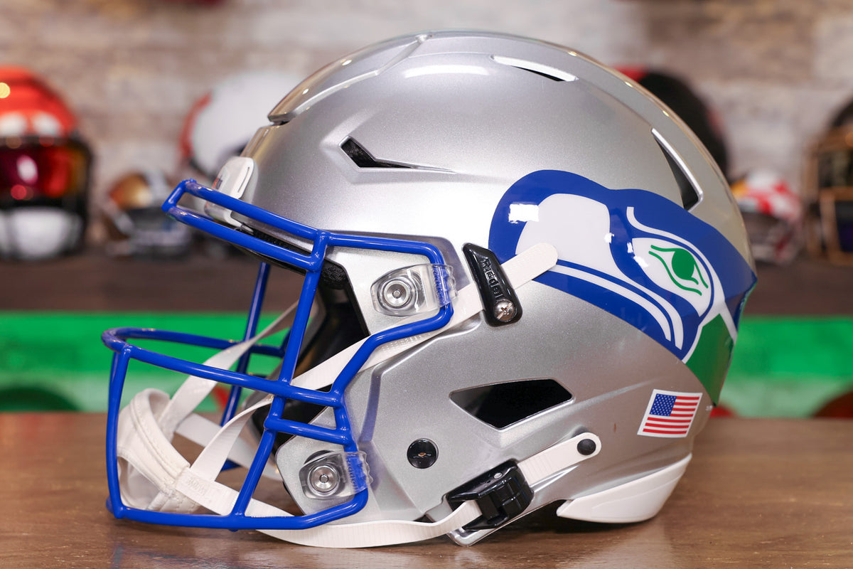 Seattle Seahawks 1983-2001 Throwback On-Field Alternate Riddell Full Size  Authentic SpeedFlex Helmet Silver Shell New 2023