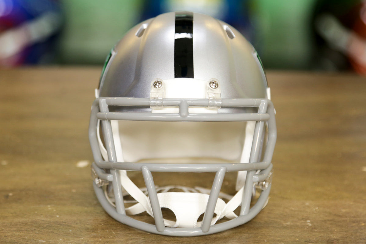 Las Vegas Raiders CUSTOM Matte Black - Metallic Silver Mini Football Helmet