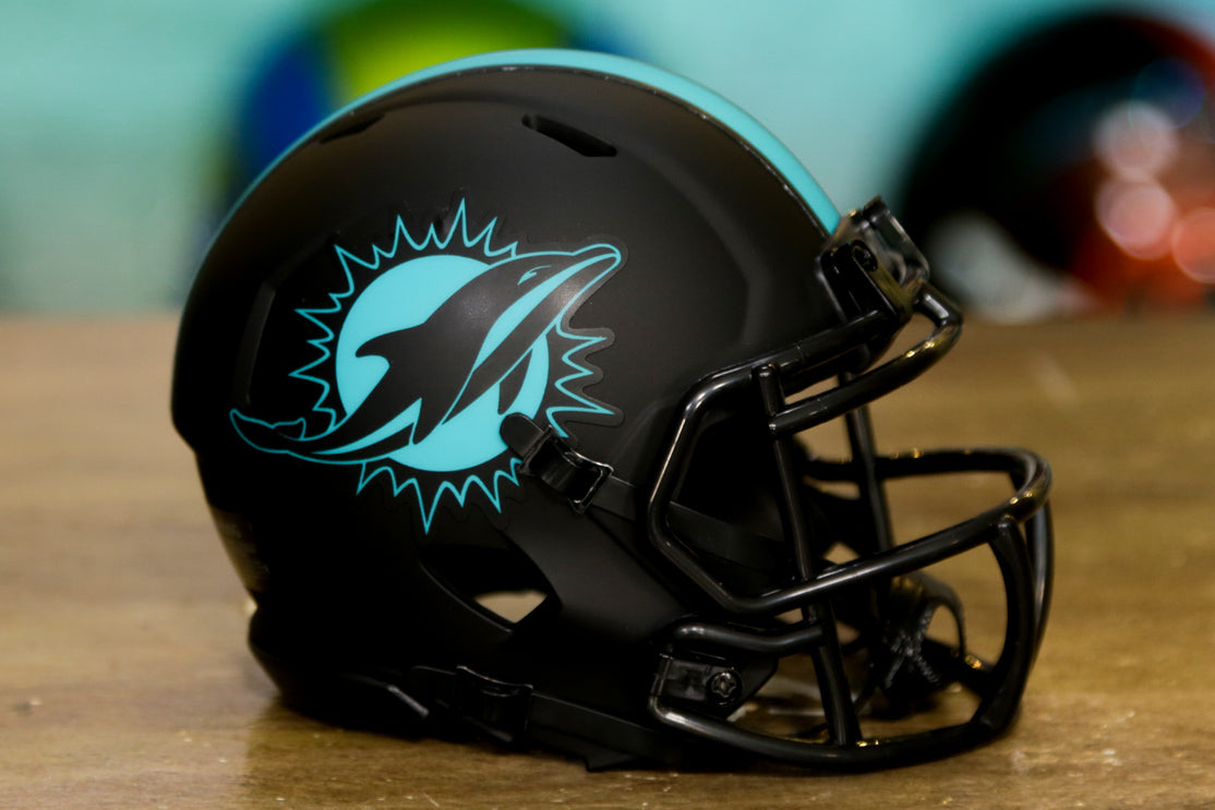 Miami Dolphins Riddell Speed CUSTOM Miami Vice Matte Black Mini