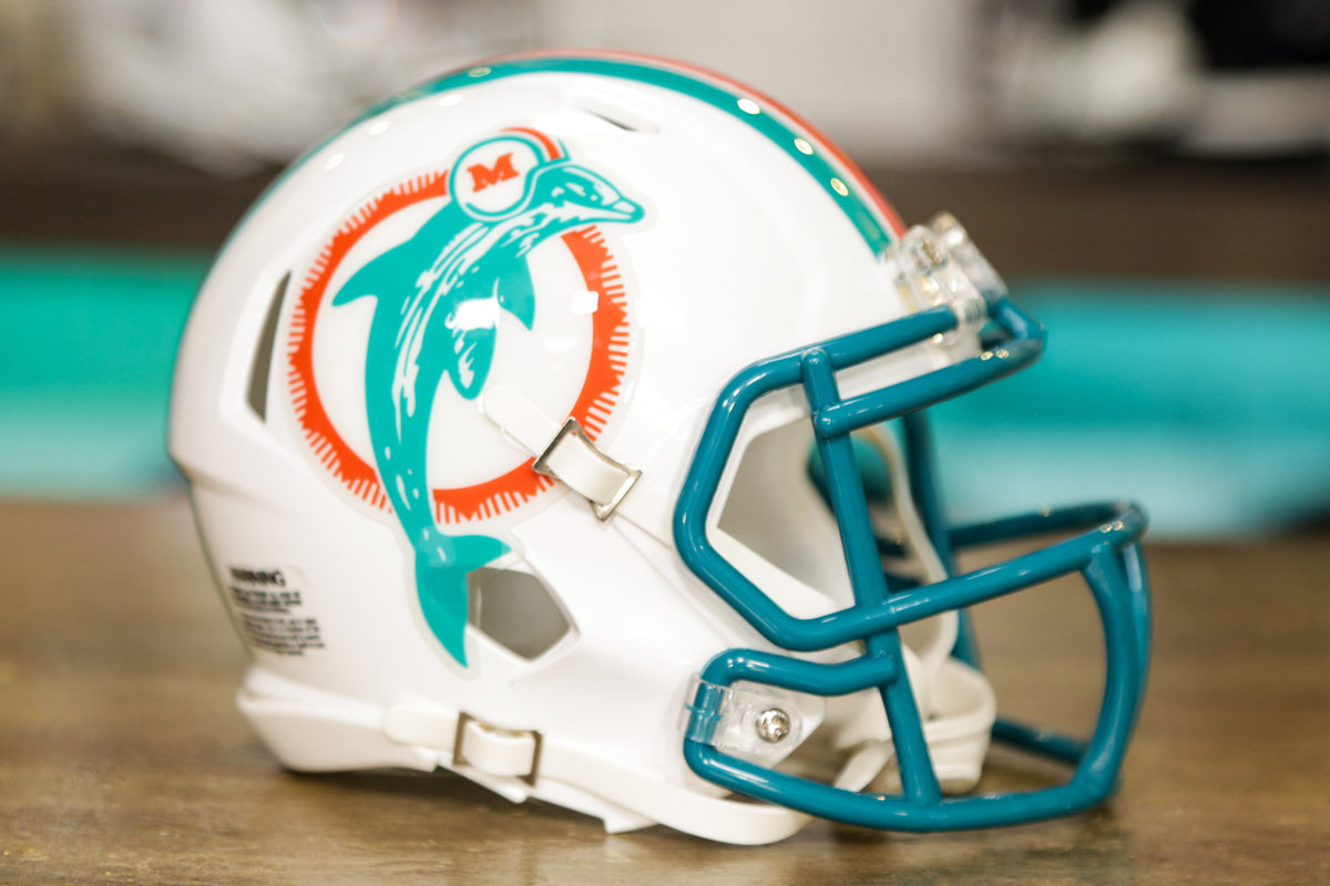 Miami Dolphins Riddell Speed CUSTOM Miami Vice Matte Black Mini Football  Helmet