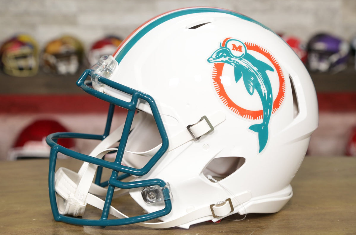 Miami Dolphins 1980-96 Riddell Throwback Replica Helmet – The Speedy Cheetah