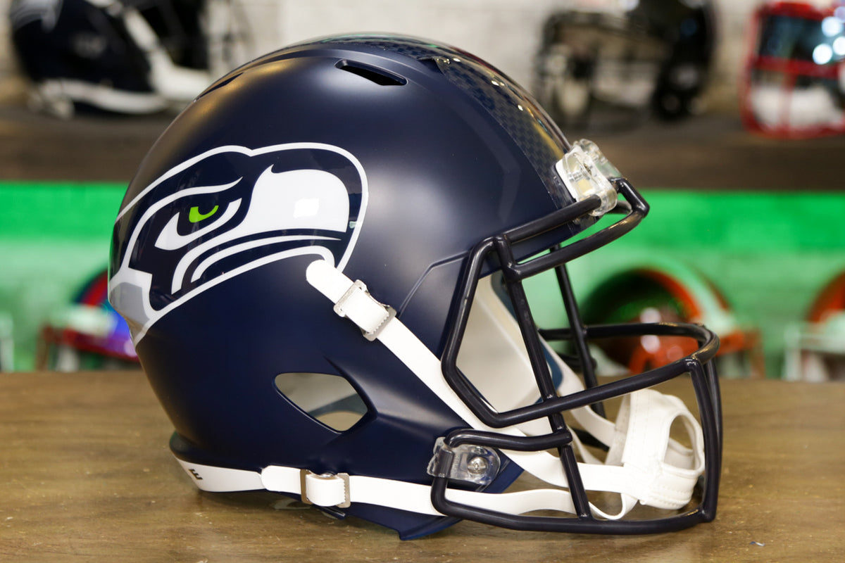 Seattle Seahawks Chrome Blue Full Size Speed Replica Helmet Stock