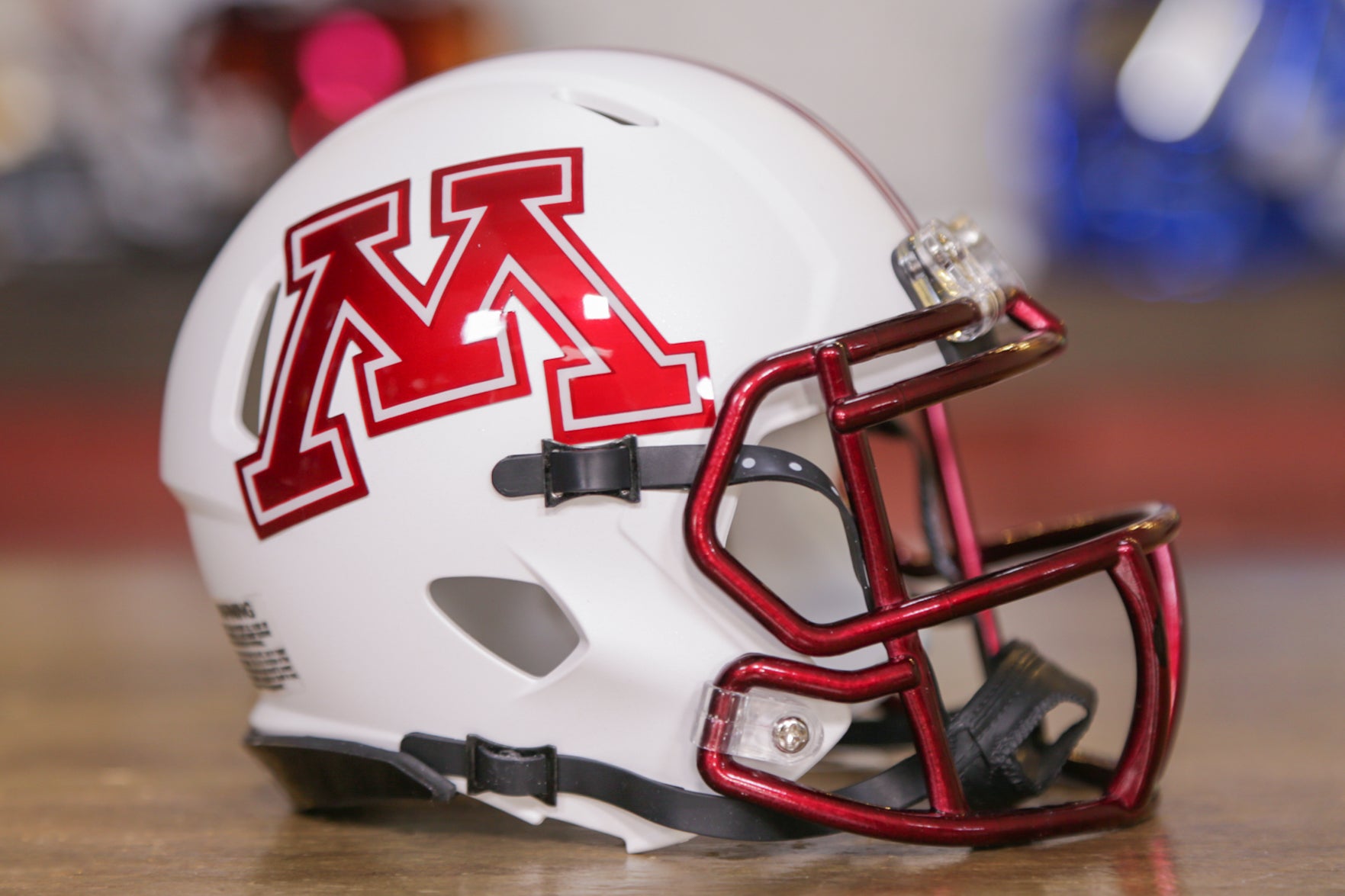 Minnesota Golden Gophers Riddell Speed Mini Helmet - White w/ Chrome Red