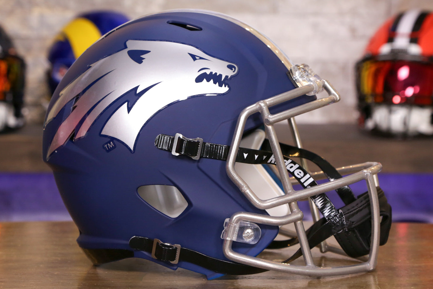 Nevada Wolf Pack Speed Replica Helmet - Matte Navy w/Silver Chrome