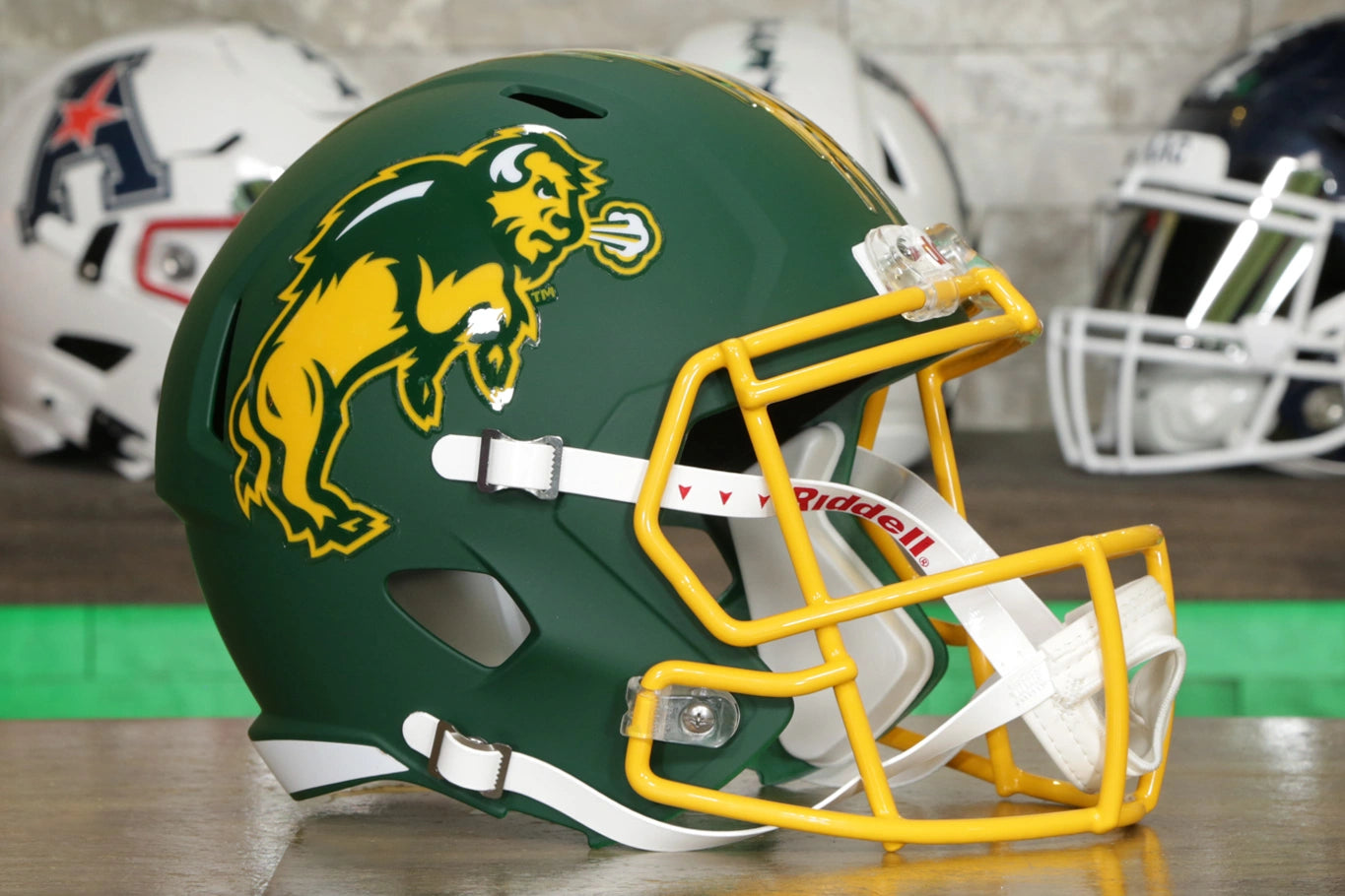 North Dakota State Bison Riddell Speed Replica Helmet - Matte Green