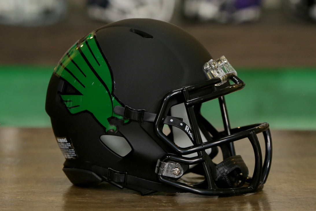 North Texas Mean Green Riddell Speed Mini Helmet - Matte Black