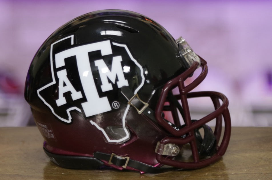 Casco Mini Texas A&amp;M Aggies Riddell Speed ​​- Negro Hydro