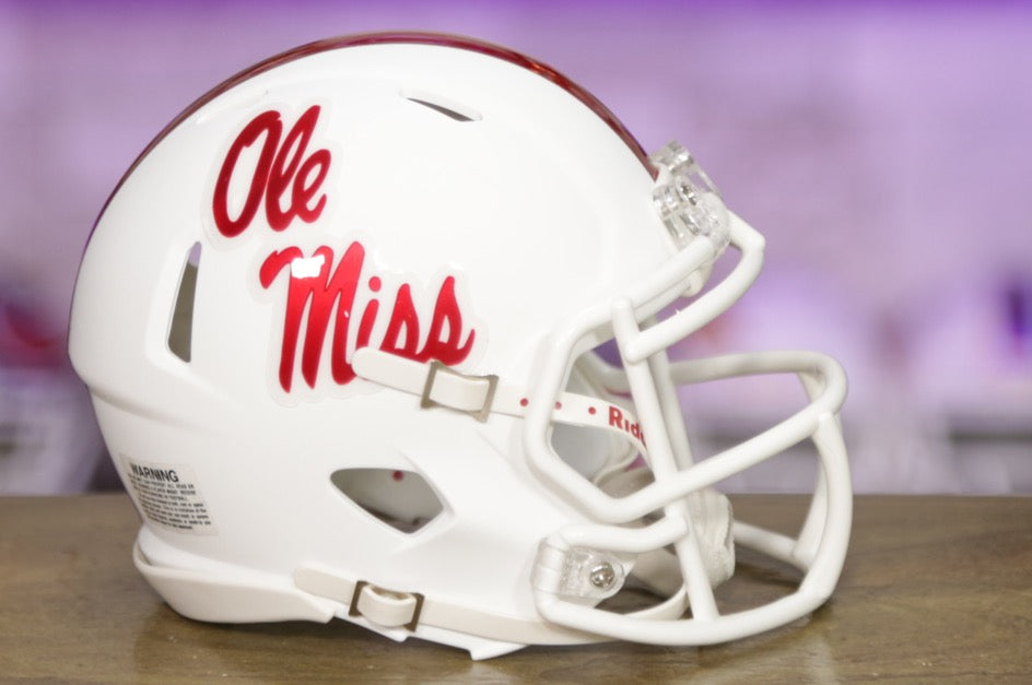 Casco Mini Ole Miss Rebels Riddell Speed ​​- Blanco