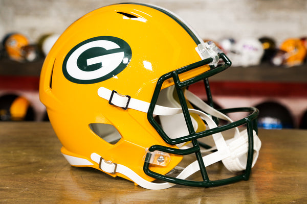 Green Bay Packers Crucial Catch Riddell Speed Replica Helmet at the Packers  Pro Shop