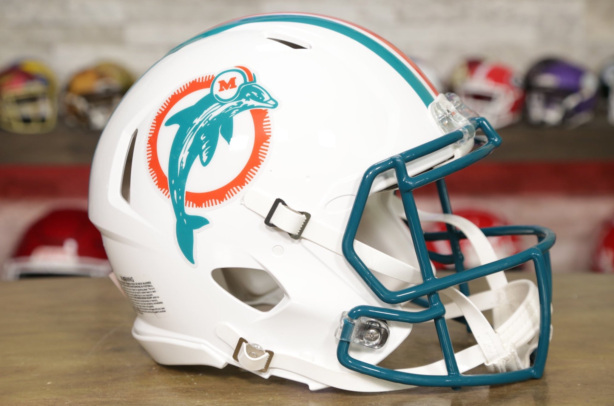 Casco auténtico Riddell Speed ​​de los Miami Dolphins - Retroceso de 1980-1996