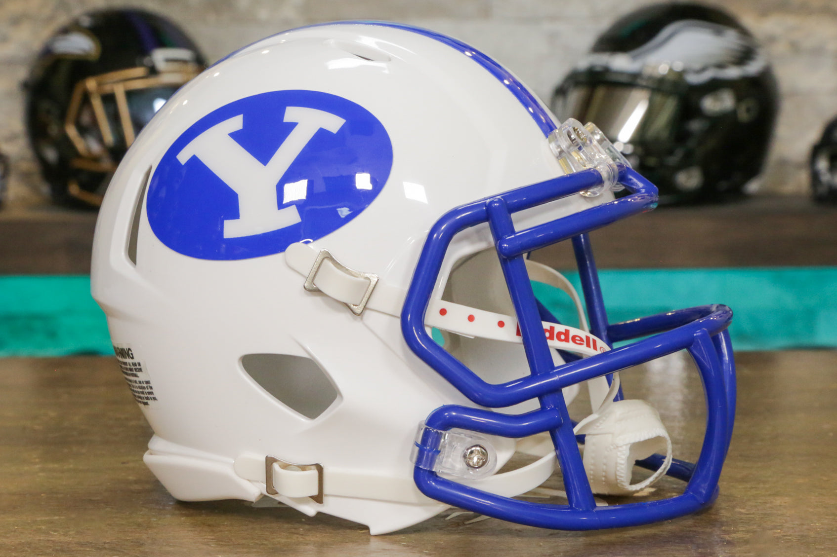 BYU Cougars Riddell Speed Mini Helmet - White/Royal Blue