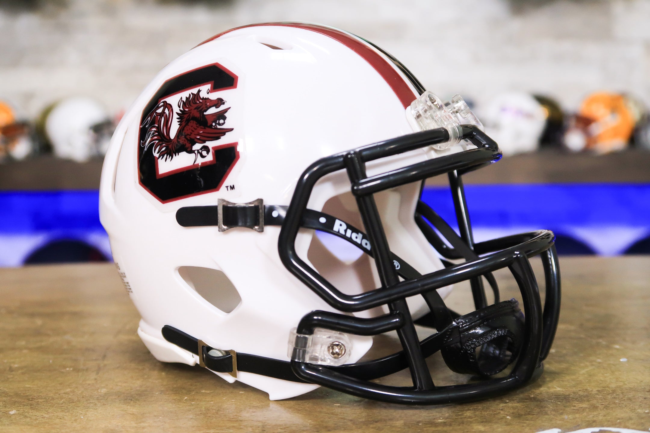 Casco Mini South Carolina Gamecocks Riddell Speed ​​- Blanco