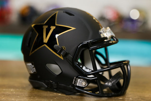 Vanderbilt Commodores Riddell Speed Mini Helmet - Matte Black w/ Anchor