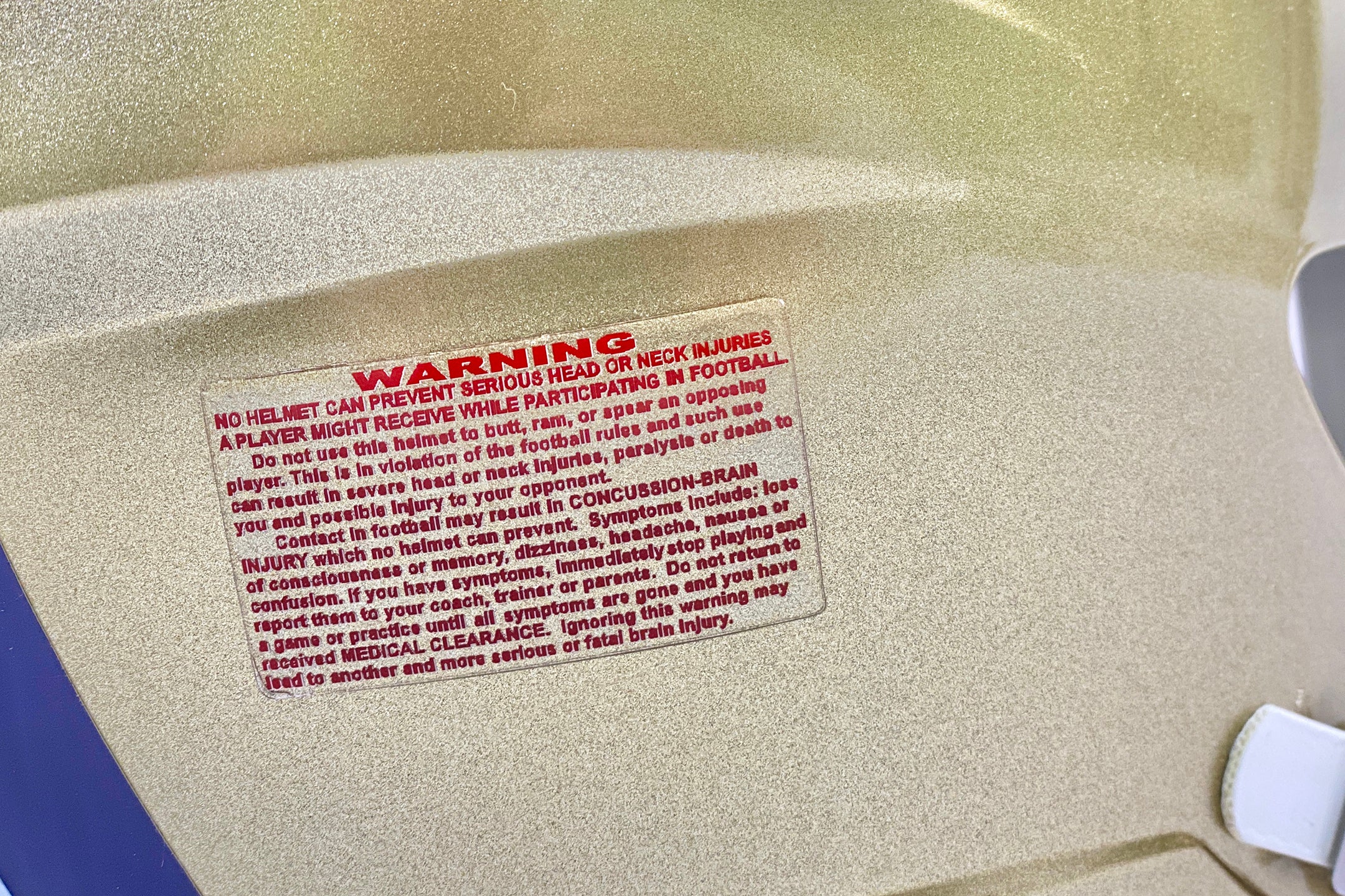 Warning Label Decal For Football Helmets