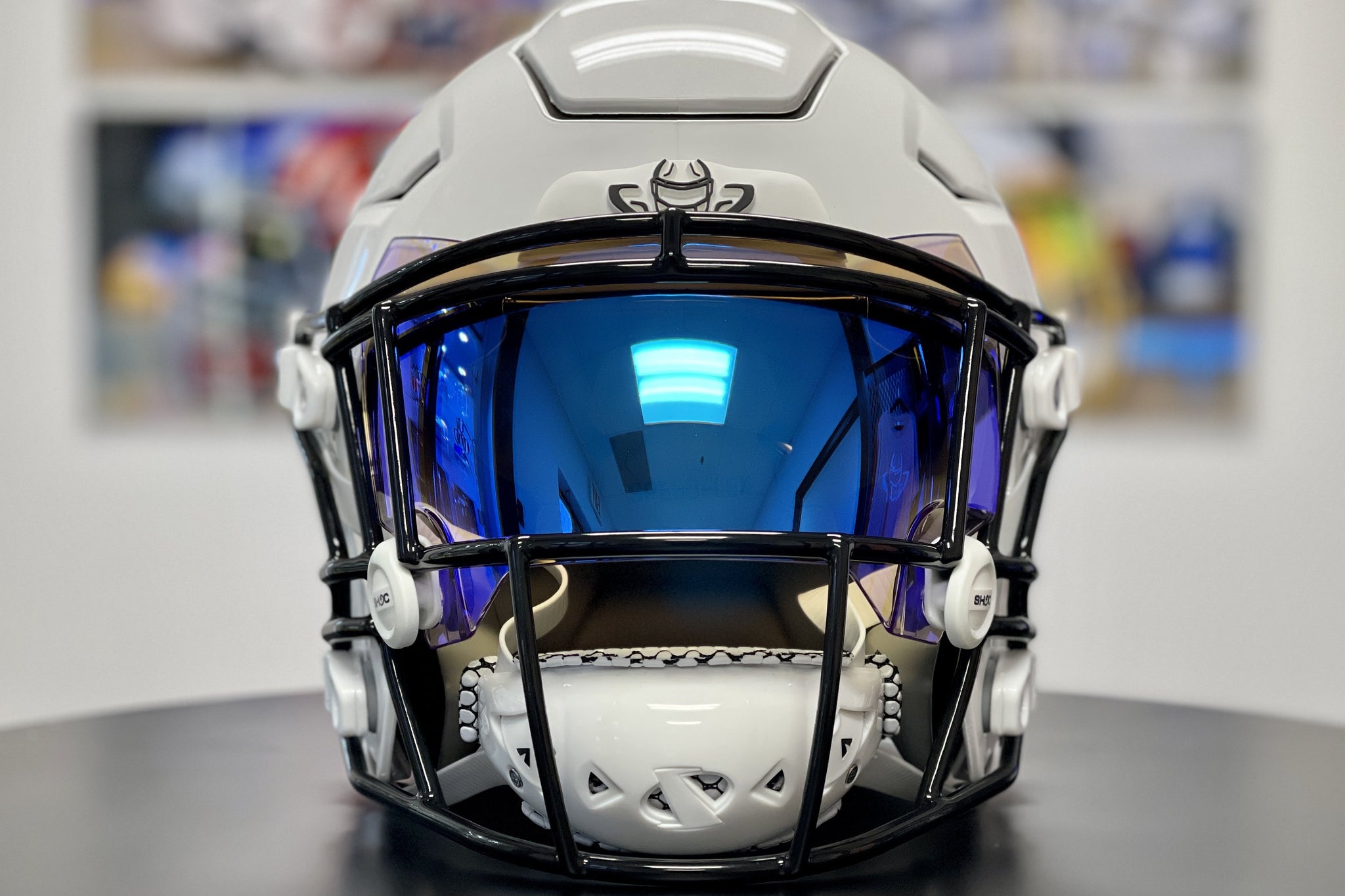 Clear Blue Football Visor with Clips buying (Victory Visors)